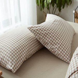 Funda de almohada con rejilla de café, algodón antiarrugas, súper suave 50x75cm