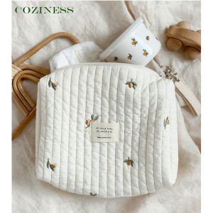 COZINESS-bolsa con cierre bordado para mamá, bonito estampado de oso, Color cremoso, bolsa para mamá, bolsas para pañales para cochecito de bebé